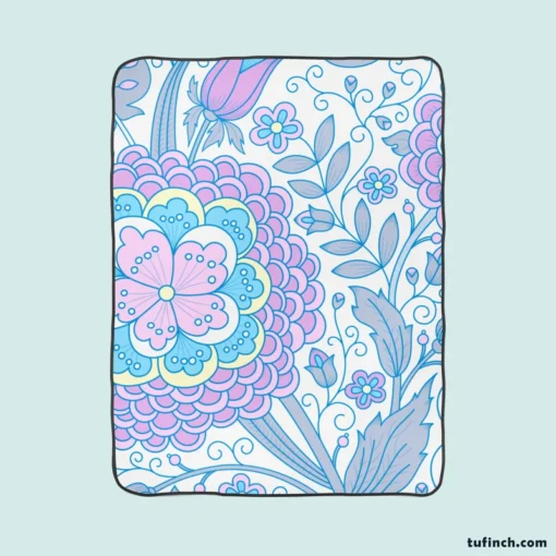 Zentangle Art Flowers Design Fleece Blanket 1