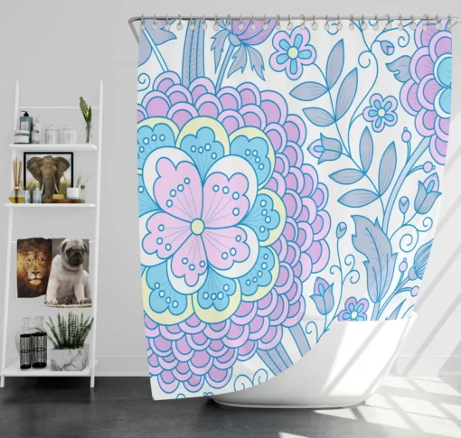 Zentangle Art Flowers Design Shower Curtain