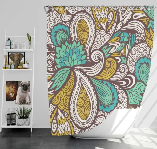 Zentangle Leaf Paisley Design Shower Curtain