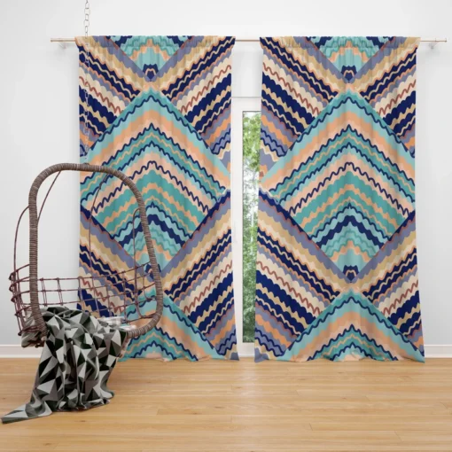 Zig Zag Striped Continuous Design Curtain