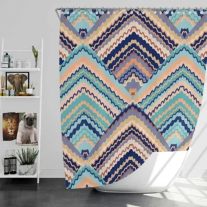 Zig Zag Striped Continuous Design Shower Curtain