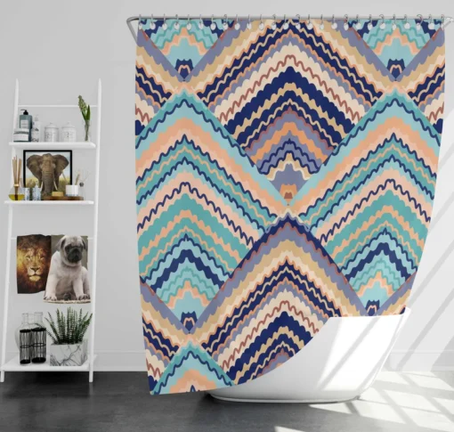 Zig Zag Striped Continuous Design Shower Curtain