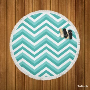 Zigzag Lines Geometric Design Round Beach Towel