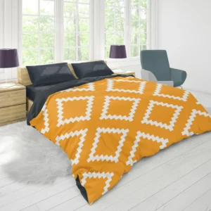 Zigzag Style Mustard Yellow Square Ethnic Duvet Cover 1