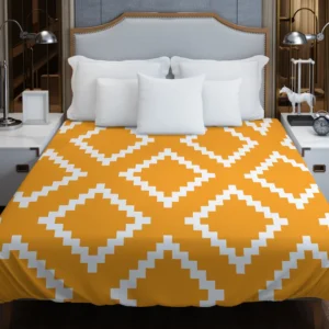 Zigzag Style Mustard Yellow Square Ethnic Duvet Cover