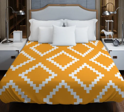 Zigzag Style Mustard Yellow Square Ethnic Duvet Cover