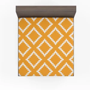 Zigzag Style Mustard Yellow Square Ethnic Fitted Sheet