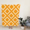 Zigzag Style Mustard Yellow Square Ethnic Fleece Blanket