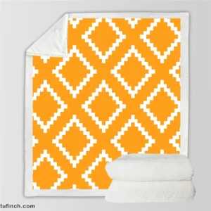 Zigzag Style Mustard Yellow Square Ethnic Sherpa Fleece Blanket