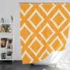 Zigzag Style Mustard Yellow Square Ethnic Shower Curtain