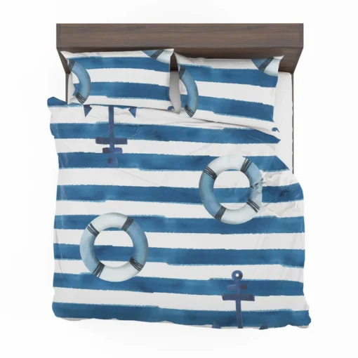 lifebuoy With Anchor Or Blue White Bedding Set 2