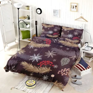 red Viburnum Snowflakes Pattern Bedding Set