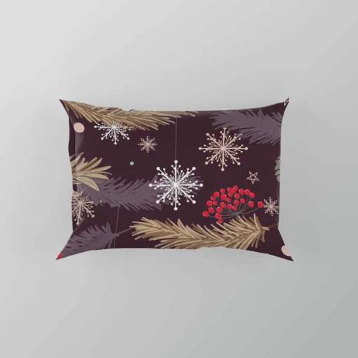 red Viburnum Snowflakes Pattern Pillow Case