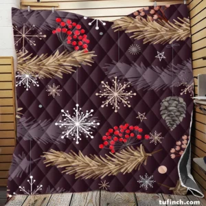 red Viburnum Snowflakes Pattern Quilt Blanket