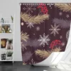 red Viburnum Snowflakes Pattern Shower Curtain