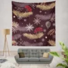 red Viburnum Snowflakes Pattern Wall Tapestry